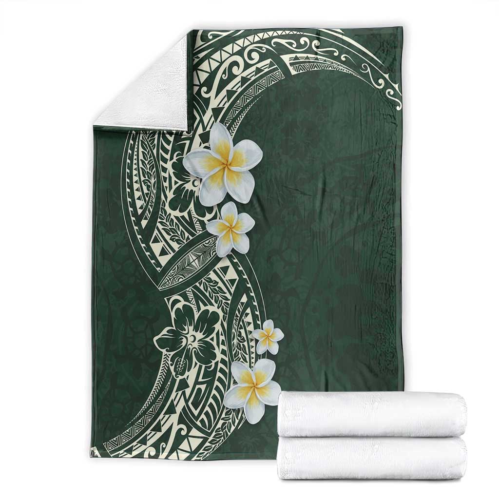 Plumeria Blanket Polynesian Tribal Frangipani Green