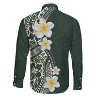 Plumeria Family Matching Tank Maxi Dress and Hawaiian Shirt Polynesian Tribal Frangipani Green
