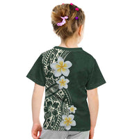 Plumeria Kid T Shirt Polynesian Tribal Frangipani Green LT03 - Polynesian Pride