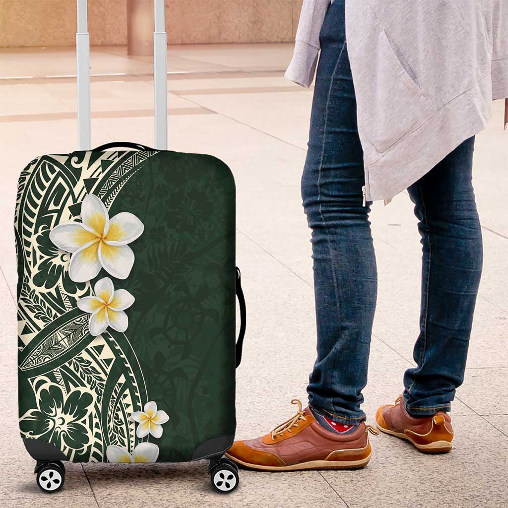 Plumeria Luggage Cover Polynesian Tribal Frangipani Green LT03 Green - Polynesian Pride
