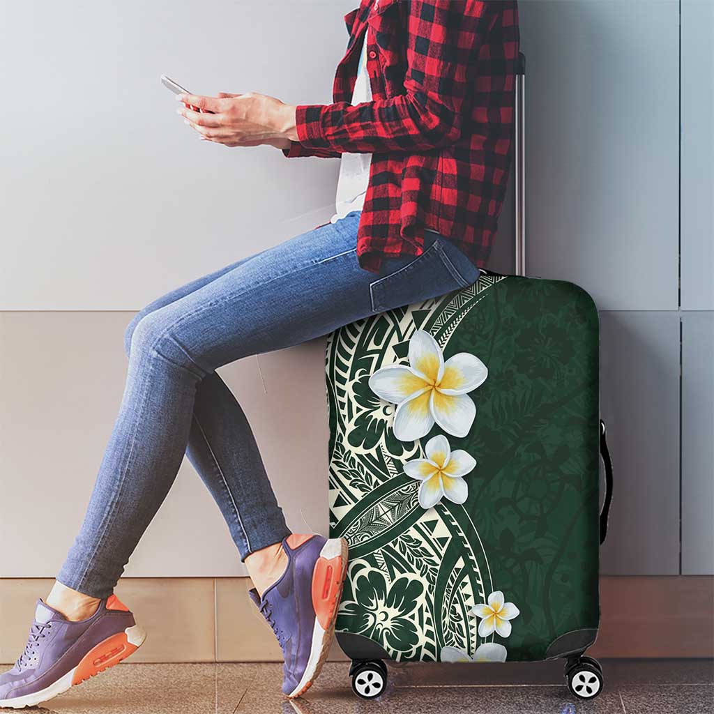Plumeria Luggage Cover Polynesian Tribal Frangipani Green LT03 - Polynesian Pride