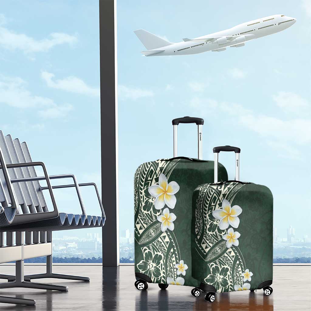 Plumeria Luggage Cover Polynesian Tribal Frangipani Green LT03 - Polynesian Pride