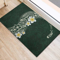 Plumeria Rubber Doormat Polynesian Tribal Frangipani Green