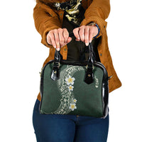 Plumeria Shoulder Handbag Polynesian Tribal Frangipani Green