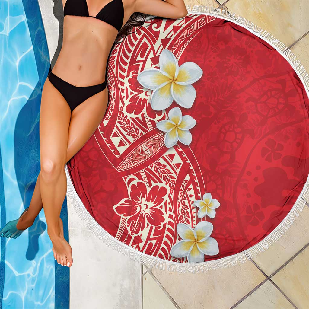 Plumeria Beach Blanket Polynesian Tribal Frangipani Red