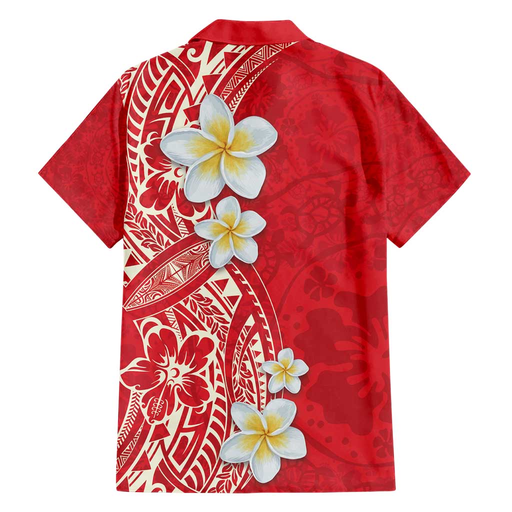 Plumeria Family Matching Short Sleeve Bodycon Dress and Hawaiian Shirt Polynesian Tribal Frangipani Red