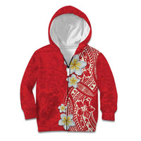 Plumeria Kid Hoodie Polynesian Tribal Frangipani Red LT03 Zip Hoodie Red - Polynesian Pride