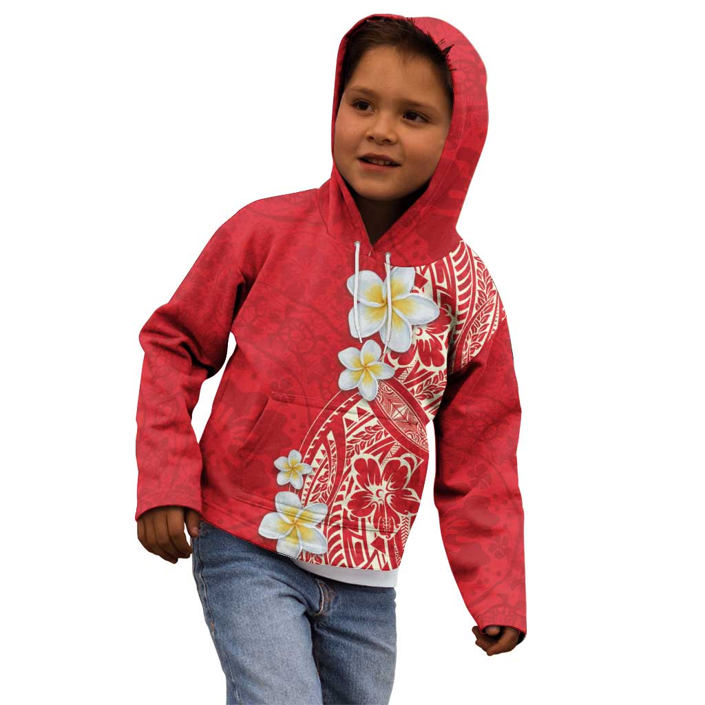 Plumeria Kid Hoodie Polynesian Tribal Frangipani Red LT03 - Polynesian Pride