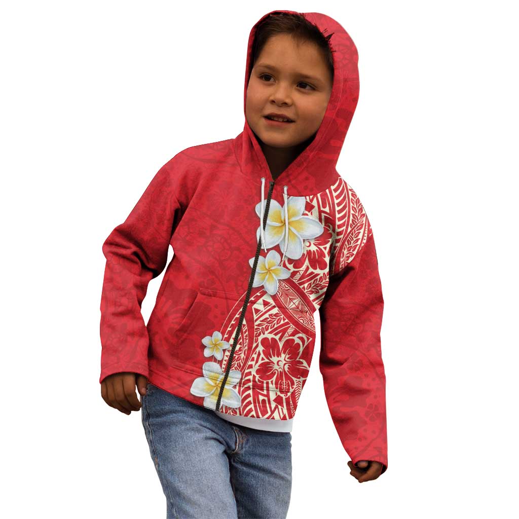 Plumeria Kid Hoodie Polynesian Tribal Frangipani Red LT03 - Polynesian Pride