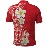 Plumeria Polo Shirt Polynesian Tribal Frangipani Red LT03 - Polynesian Pride