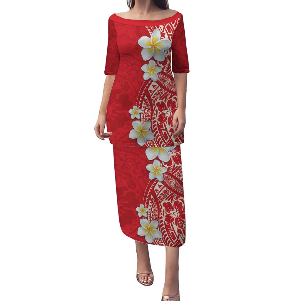 Plumeria Puletasi Polynesian Tribal Frangipani Red