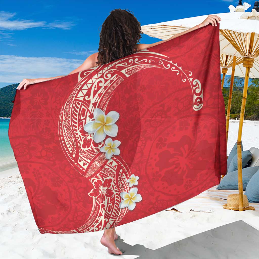 Plumeria Sarong Polynesian Tribal Frangipani Red