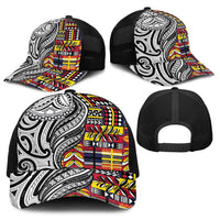 Niue Hiapo and Maori Decoration Tattoos Baseball Net Cap - Polynesian Pride
