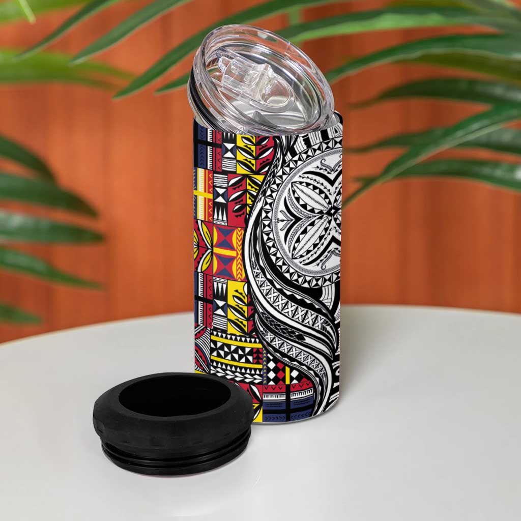 Niue Hiapo and Maori Decoration Tattoos 4 in 1 Can Cooler Tumbler - Polynesian Pride