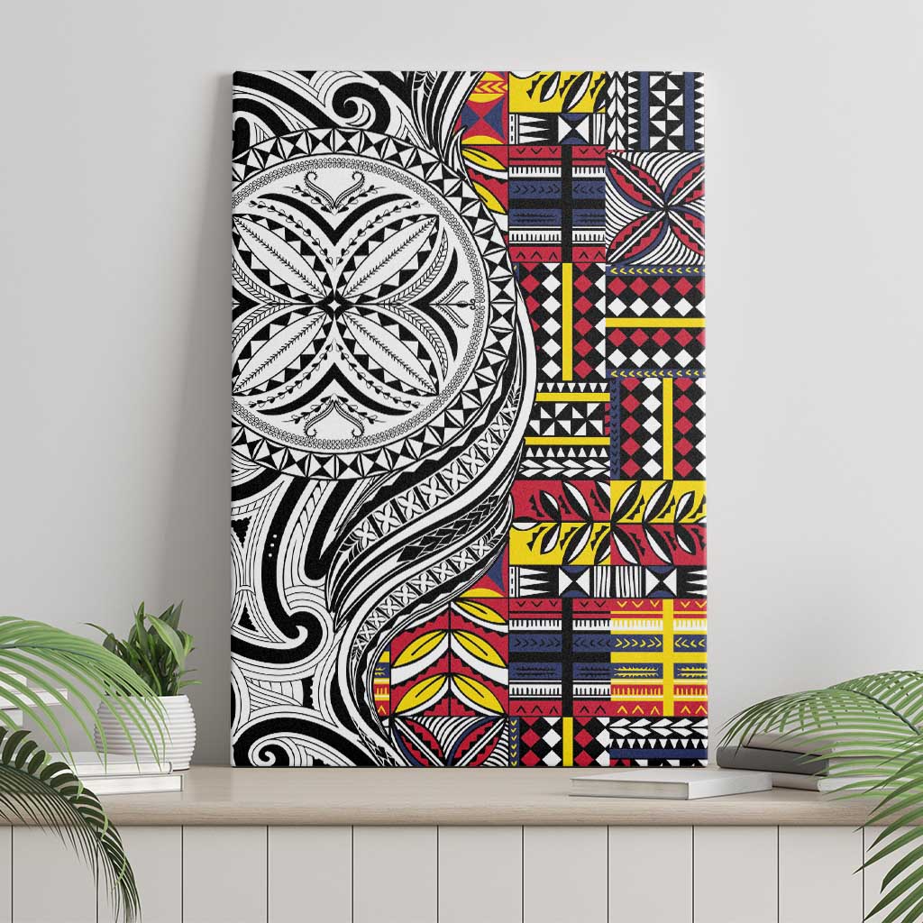 Niue Hiapo and Maori Decoration Tattoos Canvas Wall Art - Polynesian Pride