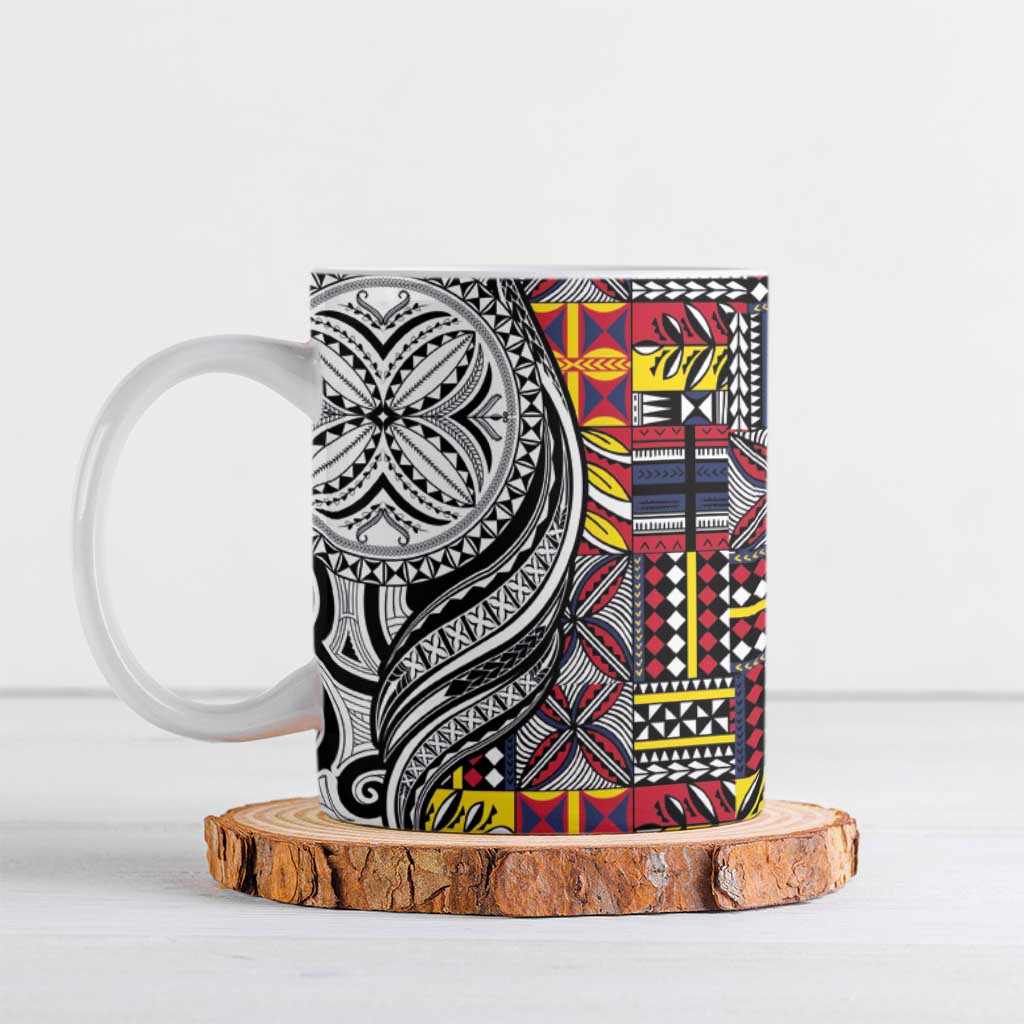 Niue Hiapo and Maori Decoration Tattoos Ceramic Mug - Polynesian Pride