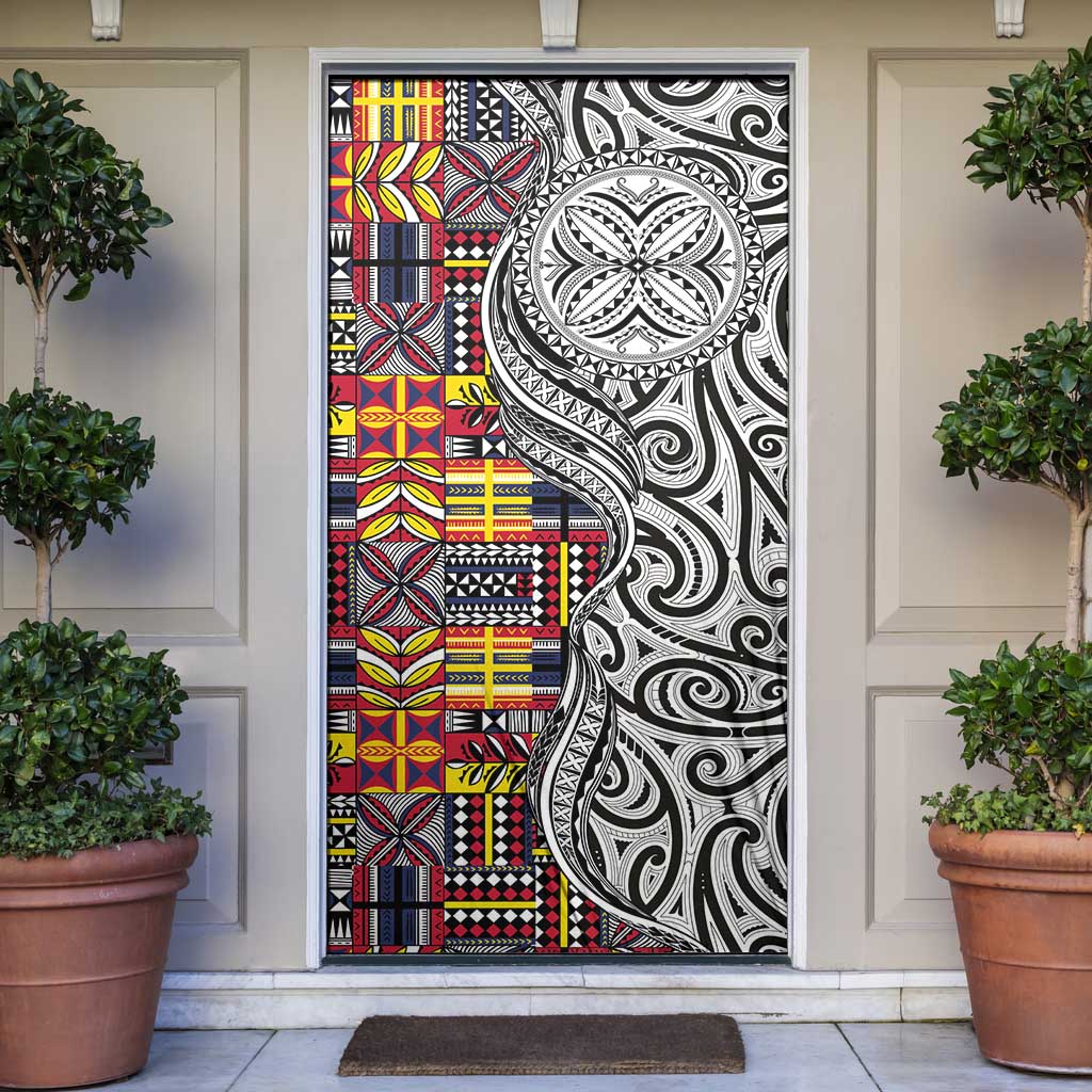 Niue Hiapo and Maori Decoration Tattoos Door Cover - Polynesian Pride