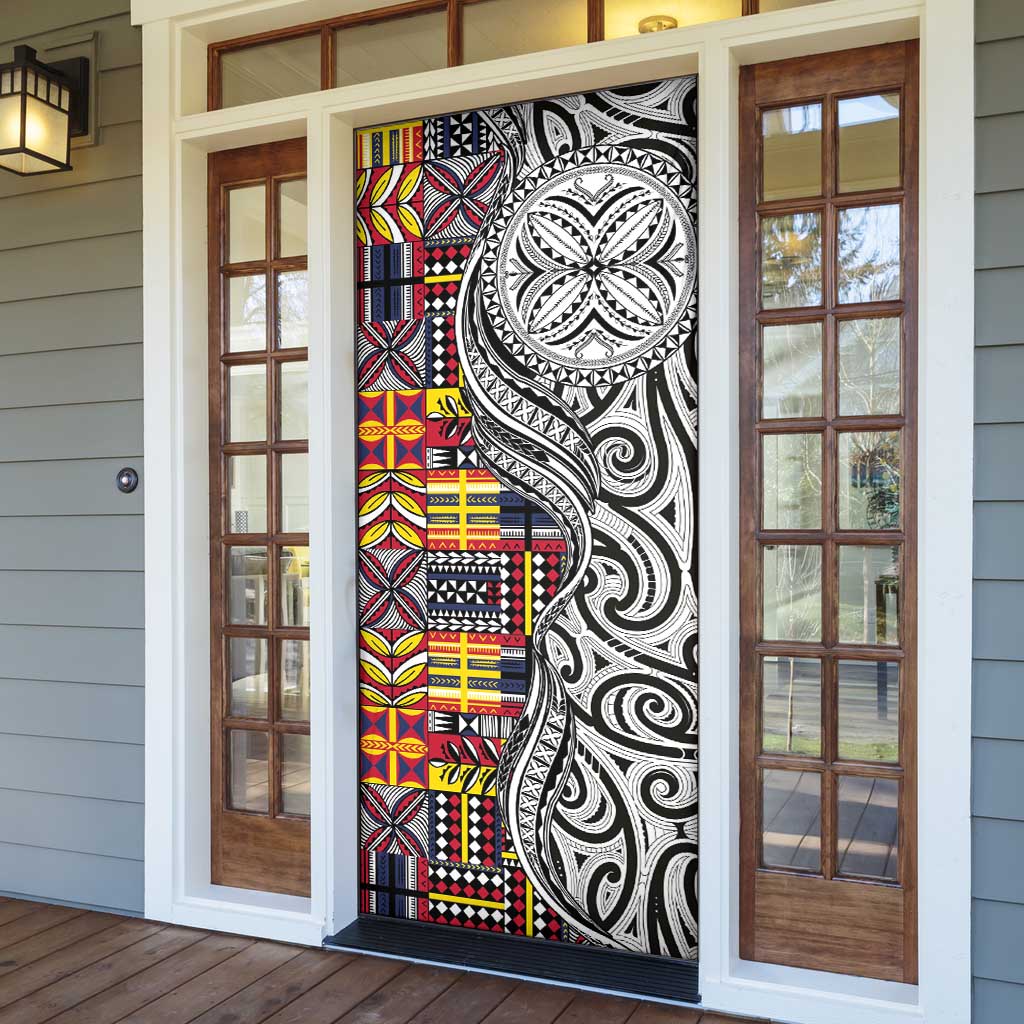 Niue Hiapo and Maori Decoration Tattoos Door Cover - Polynesian Pride