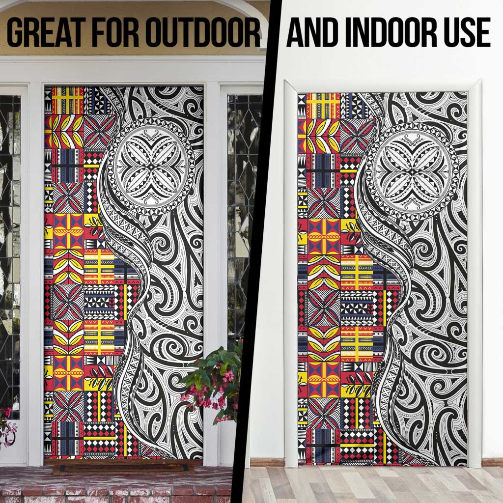 Niue Hiapo and Maori Decoration Tattoos Door Cover - Polynesian Pride