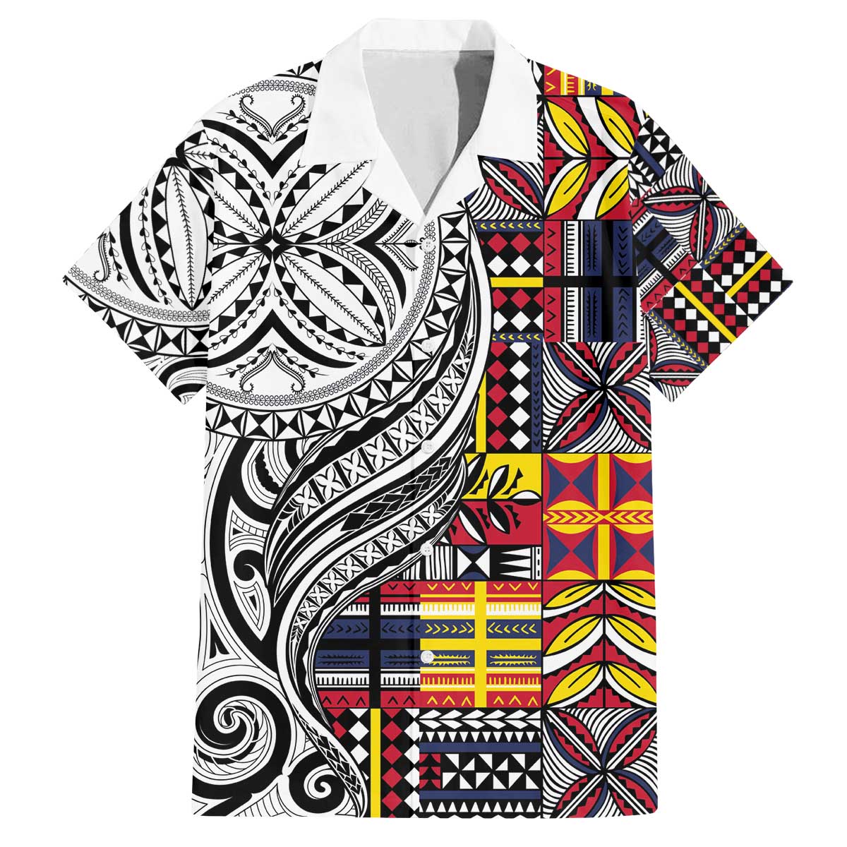 Niue Hiapo and Maori Decoration Tattoos Family Matching Off The Shoulder Long Sleeve Dress and Hawaiian Shirt - Polynesian Pride