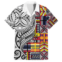 Niue Hiapo and Maori Decoration Tattoos Family Matching Off The Shoulder Long Sleeve Dress and Hawaiian Shirt - Polynesian Pride