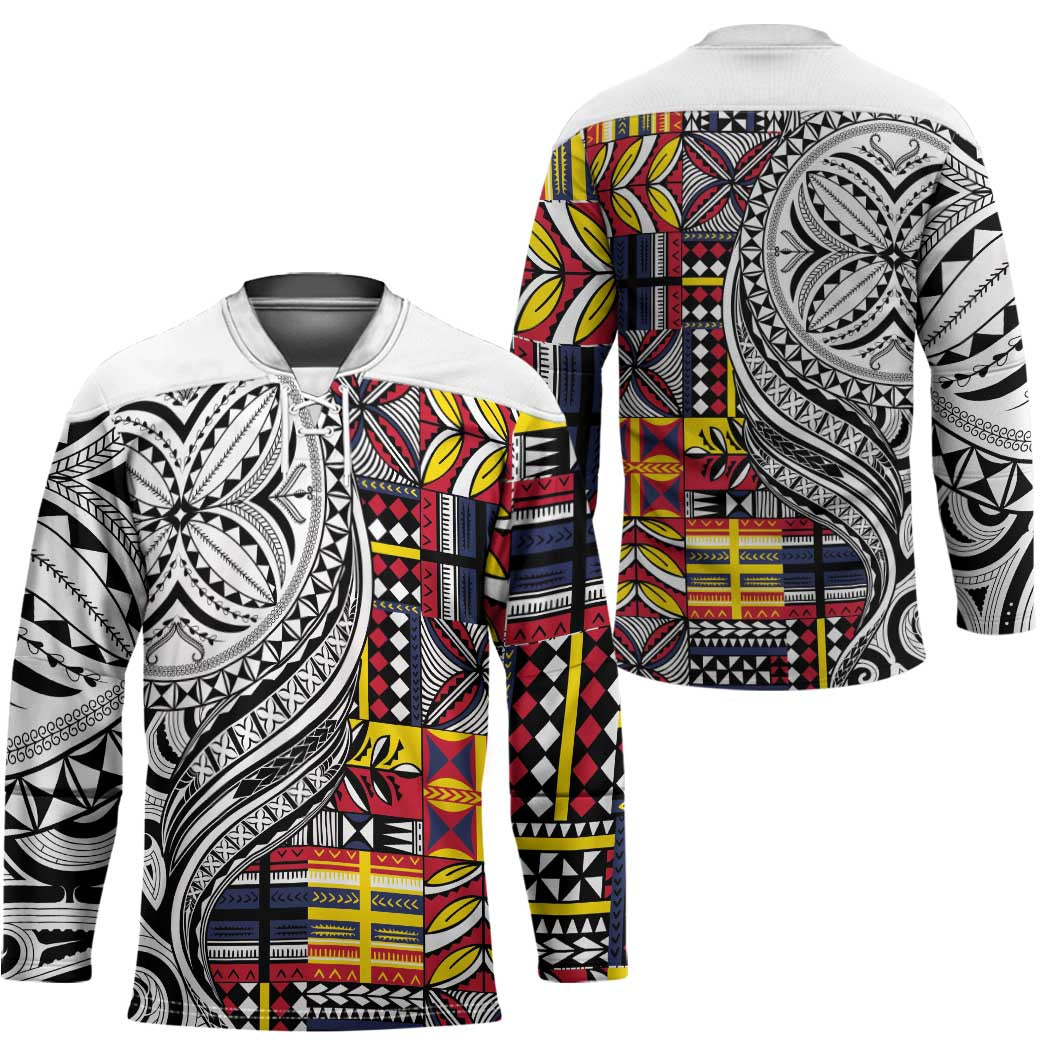 Niue Hiapo and Maori Decoration Tattoos Hockey Jersey - Polynesian Pride