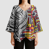 Niue Hiapo and Maori Decoration Tattoos Kimono Sleeve Blouse - Polynesian Pride