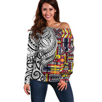 Niue Hiapo and Maori Decoration Tattoos Off Shoulder Sweater - Polynesian Pride