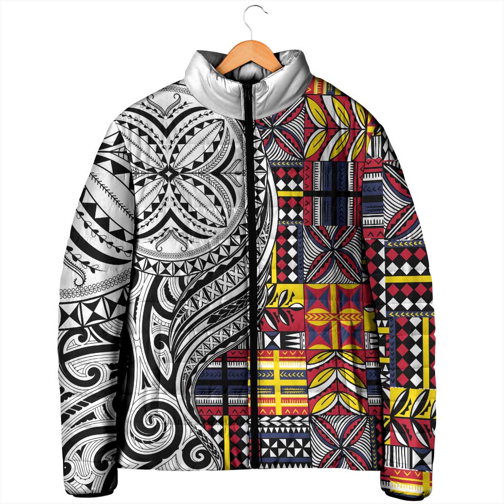 Niue Hiapo and Maori Decoration Tattoos Padded Jacket - Polynesian Pride