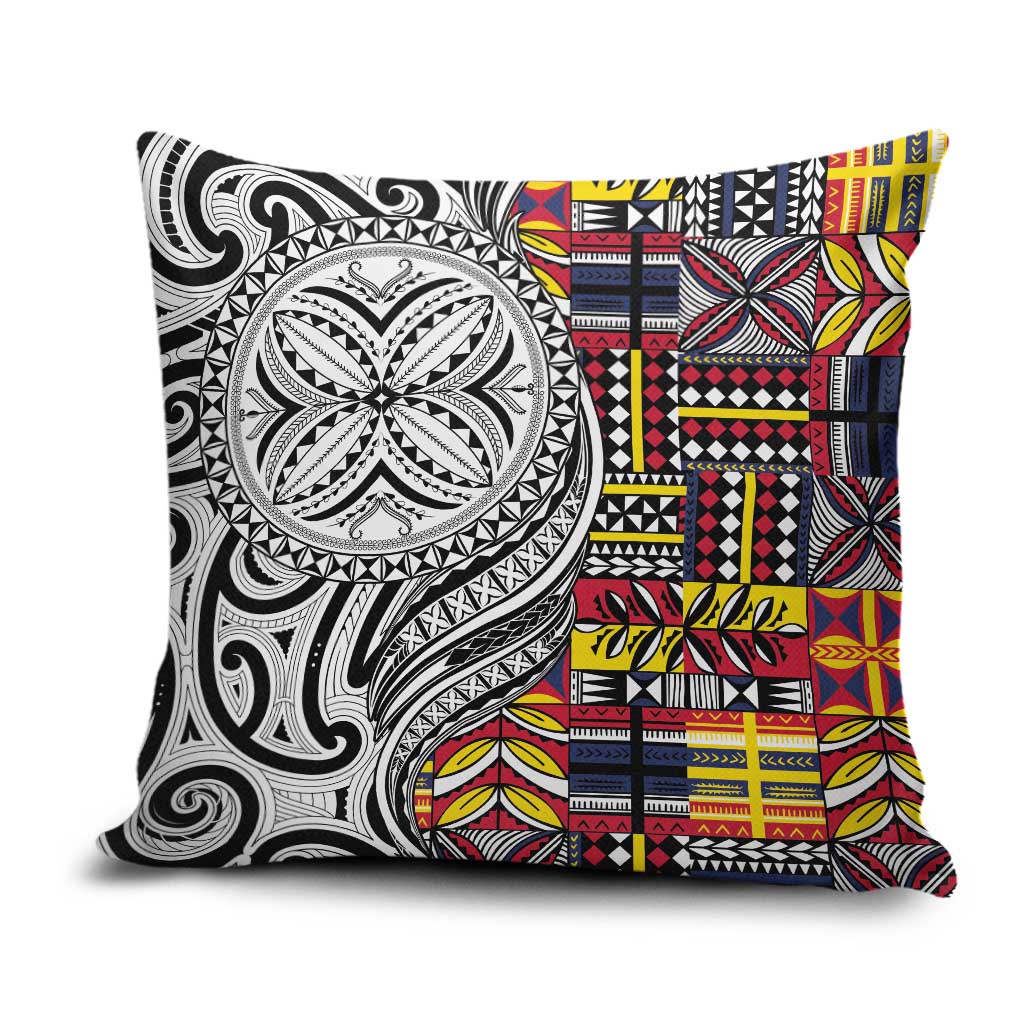 Niue Hiapo and Maori Decoration Tattoos Pillow Cover - Polynesian Pride