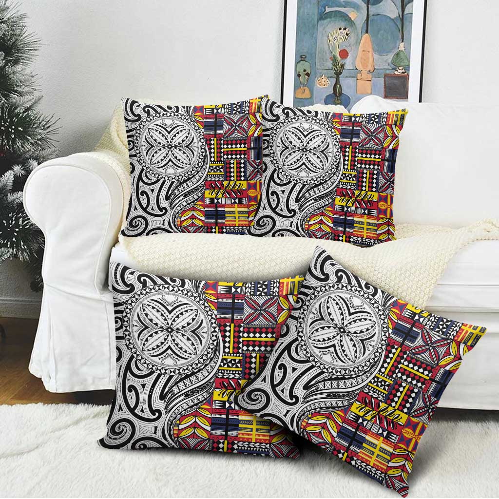 Niue Hiapo and Maori Decoration Tattoos Pillow Cover - Polynesian Pride