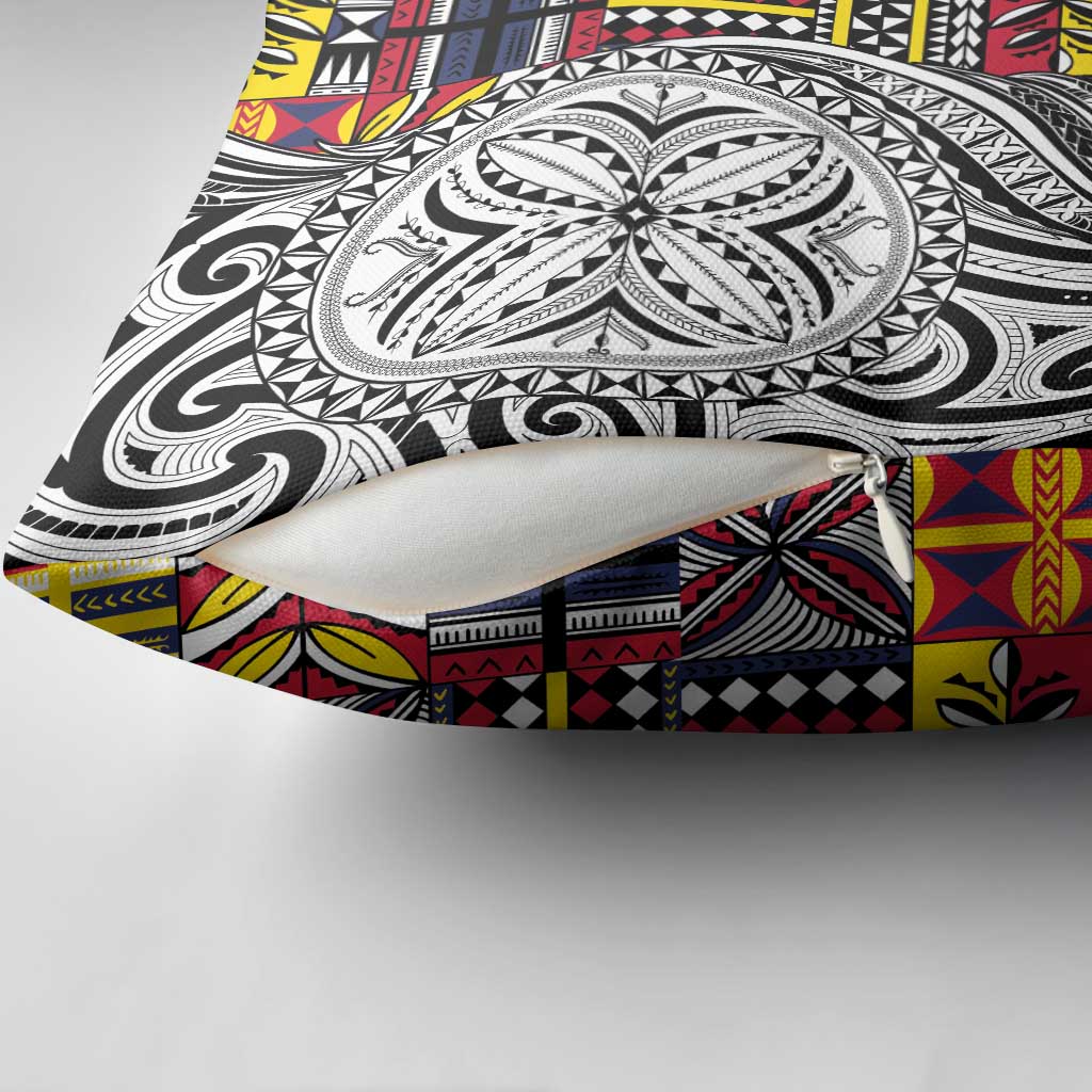 Niue Hiapo and Maori Decoration Tattoos Pillow Cover - Polynesian Pride