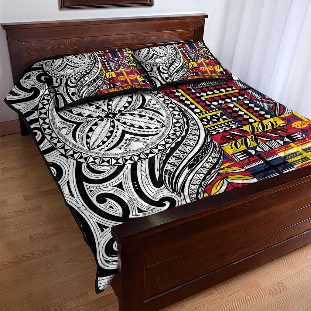 Niue Hiapo and Maori Decoration Tattoos Quilt Bed Set - Polynesian Pride
