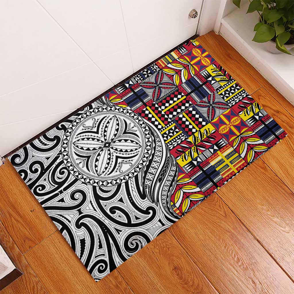 Niue Hiapo and Maori Decoration Tattoos Rubber Doormat - Polynesian Pride