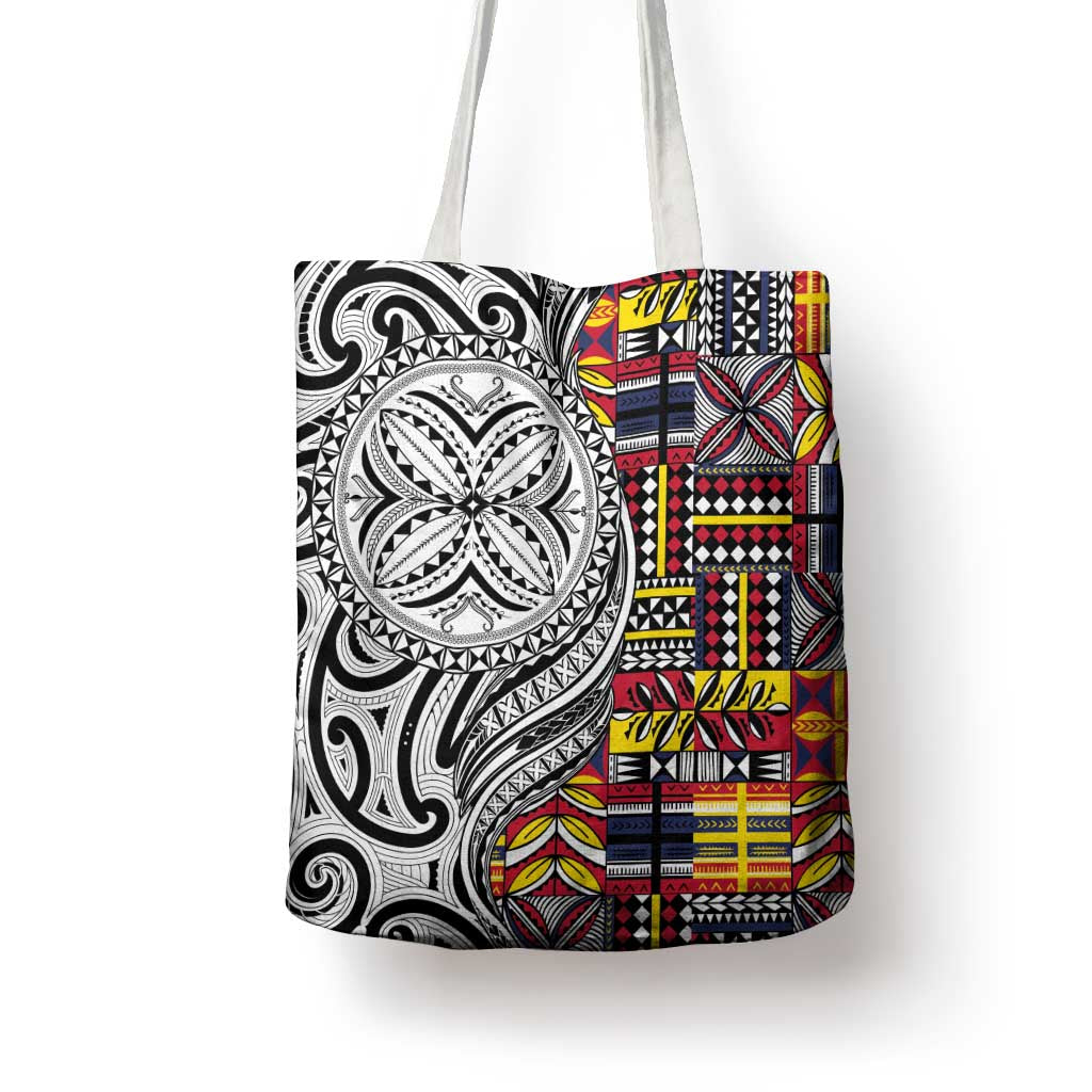 Niue Hiapo and Maori Decoration Tattoos Tote Bag - Polynesian Pride