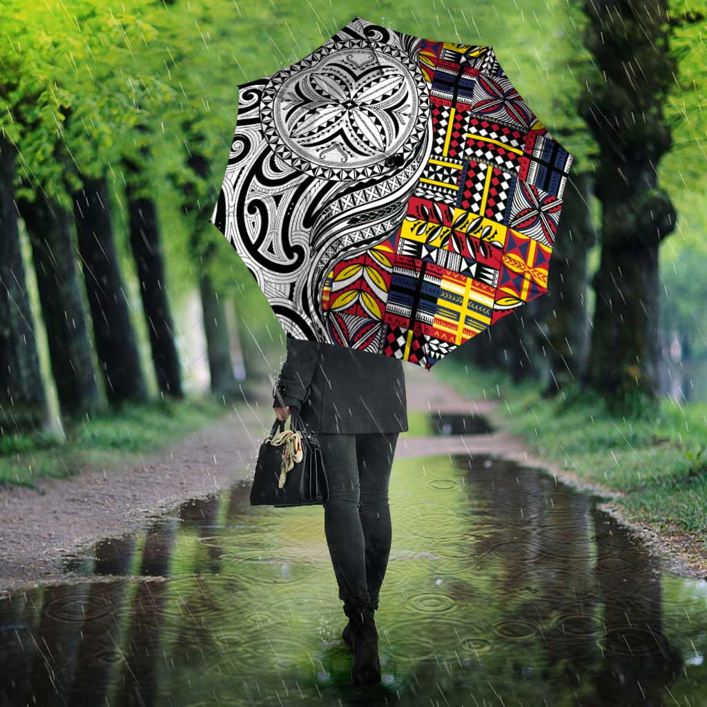 Niue Hiapo and Maori Decoration Tattoos Umbrella - Polynesian Pride