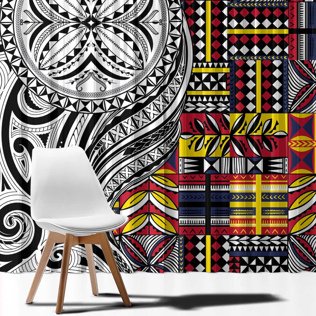 Niue Hiapo and Maori Decoration Tattoos Window Curtain - Polynesian Pride