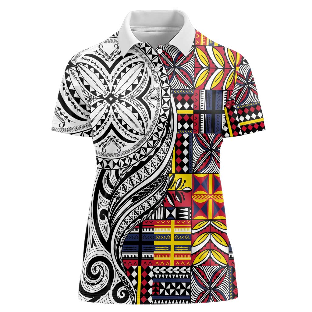 Niue Hiapo and Maori Decoration Tattoos Women Polo Shirt - Polynesian Pride