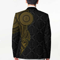 Niue Polynesian Hiapo Tattoo Art Blazer Half Style Black Gold Color - Polynesian Pride