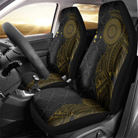 Niue Polynesian Hiapo Tattoo Art Car Seat Cover Half Style Black Gold Color - Polynesian Pride