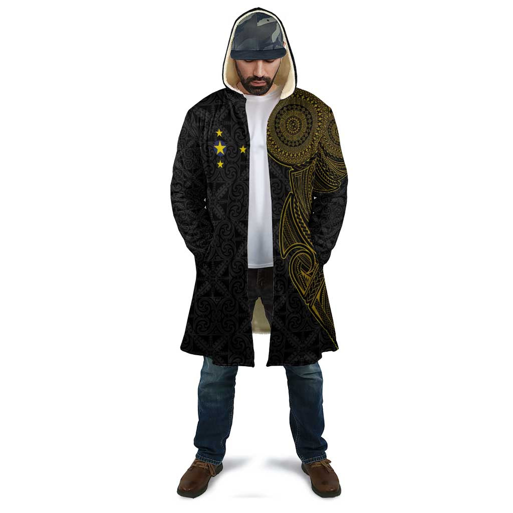 Niue Polynesian Hiapo Tattoo Art Cloak Half Style Black Gold Color - Polynesian Pride
