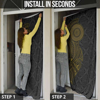 Niue Polynesian Hiapo Tattoo Art Door Cover Half Style Black Gold Color - Polynesian Pride