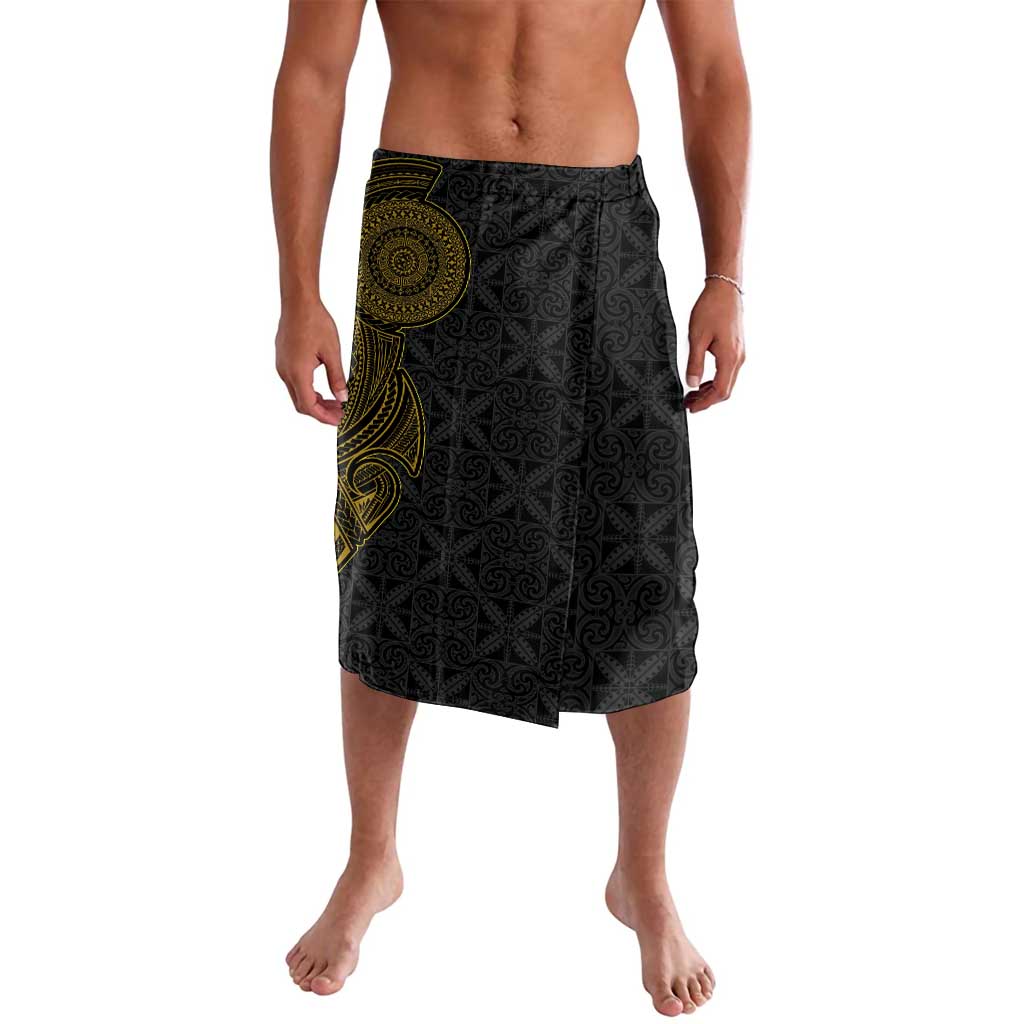 Niue Polynesian Hiapo Tattoo Art Lavalava Half Style Black Gold Color - Polynesian Pride