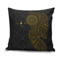 Niue Polynesian Hiapo Tattoo Art Pillow Cover Half Style Black Gold Color - Polynesian Pride
