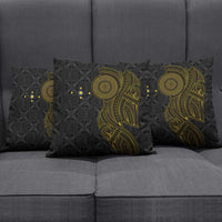Niue Polynesian Hiapo Tattoo Art Pillow Cover Half Style Black Gold Color - Polynesian Pride