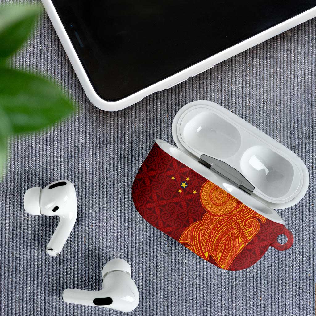 Niue Polynesian Hiapo Tattoo Art AirPods Case Half Style Red Yellow Color - Polynesian Pride