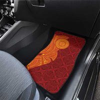 Niue Polynesian Hiapo Tattoo Art Car Mats Half Style Red Yellow Color - Polynesian Pride