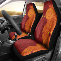 Niue Polynesian Hiapo Tattoo Art Car Seat Cover Half Style Red Yellow Color - Polynesian Pride