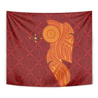 Niue Polynesian Hiapo Tattoo Art Tapestry Half Style Red Yellow Color - Polynesian Pride