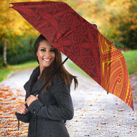 Niue Polynesian Hiapo Tattoo Art Umbrella Half Style Red Yellow Color - Polynesian Pride